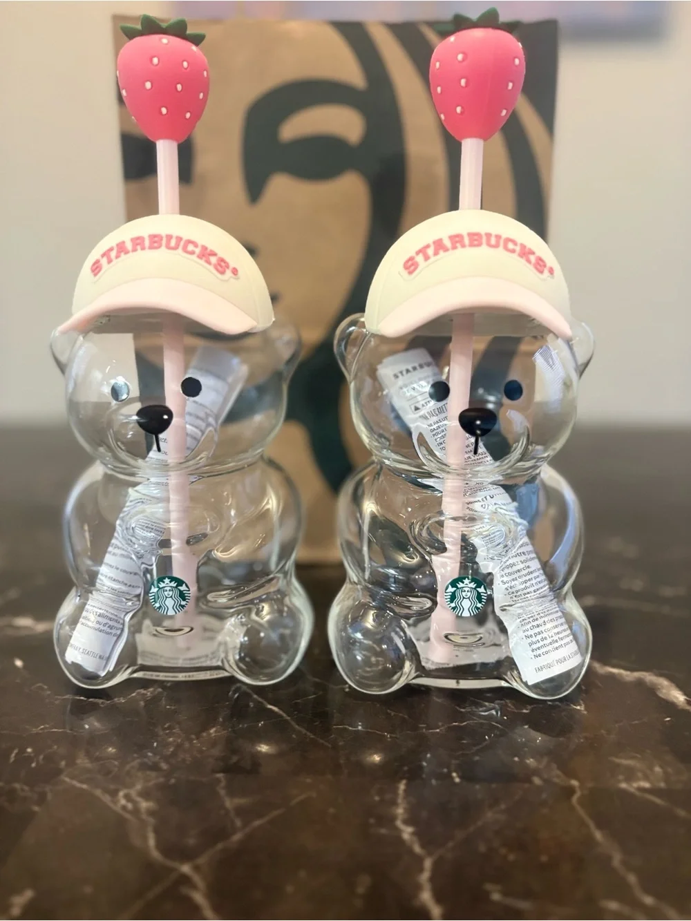 Set of Two Starbucks Bearista Pink Strawberry Cup 2026